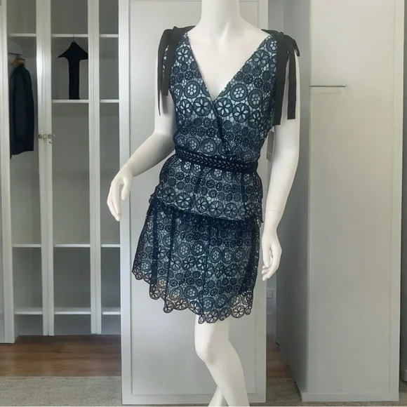 NWT Self-Portrait Tiered Circle Lace Dress Size 10 $440